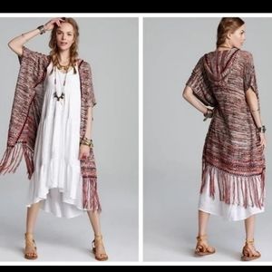 Free People hooded, fringed, cardigan